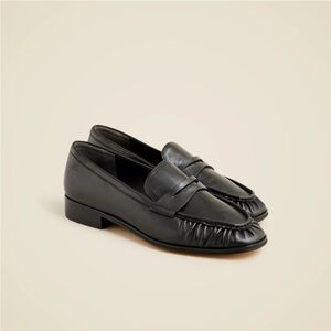 J. Crew Maison Ruched Leather Loafers - black